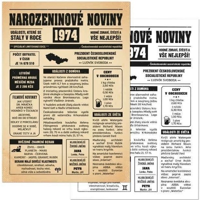 Narozeninové noviny 1974 - jednostranné - Panna, Černobílé