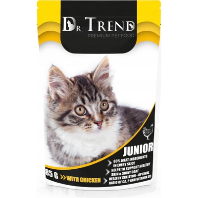 Dr. TREND Dr trend Пълноценна мокра храна /пауч/ за малки котенца, с пиле