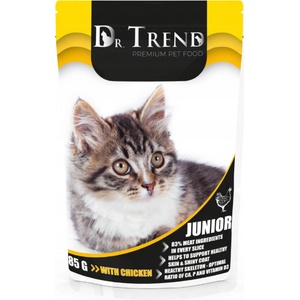 Dr. TREND Dr trend Пълноценна мокра храна /пауч/ за малки котенца, с пиле