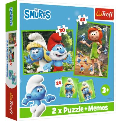 Trefl Puzzle + пексесо 2в1 Смърфовете се забавляват (93656)