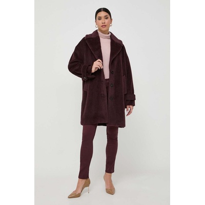 MARELLA Вълнено палто Marella в бордо преходен модел с уголемена кройка (2330161536200)