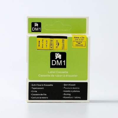 Label Dymo D1 43618 - kompatibilná páska - 6mm, čierne písmo / žltý podklad, dĺžka 7m