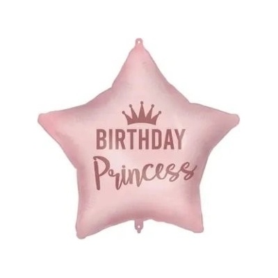 Procos Hvězda růžová "Birthday Princess" 46cm fóliový balónek + závaží