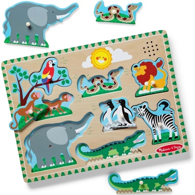 Melissa & Doug dřevěné zvukové puzzle zvířata v zoo