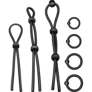 Addicted Toys Flexible Silicone Cock Ring Set 7 Pieces Black