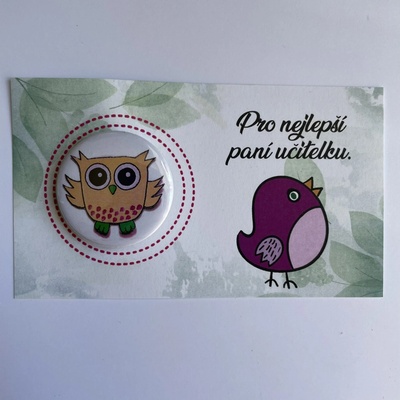 Dekorace z Česka Dárková kartička pro učitelku s buttonem Motiv: B