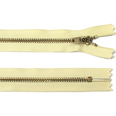 Kovový zip no.3 nerozepínací 16cm krémový (zlaté zoubky) YKK