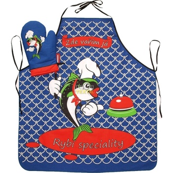 Forbyt Zástěra a chňapka Ryba set modrá