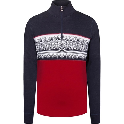 DaleMoritz Masc Basic pánsky sveter Pol Zips navy white raspberry