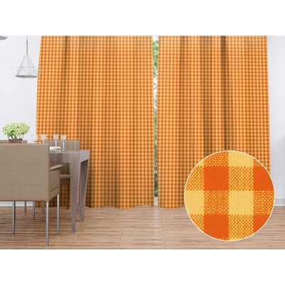 Biante Bavlněný závěs Olivia OL-006 Oranžovo-žlutá kostka malá 140x180 cm