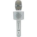 Mikrofon karaoke Bluetooth stříbrný na baterie s USB kabelem