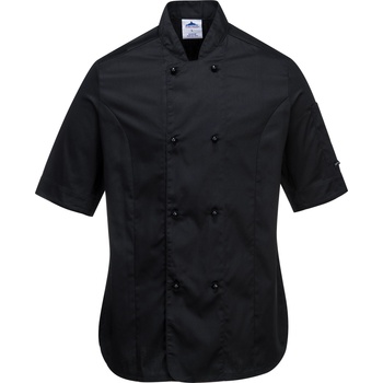 Image 1 of Portwest Черна дамска готварска куртка с къс ръкав Rachel (C737BKR)