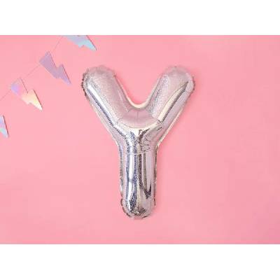 PartyDeco Fóliový balónek Mini Písmeno Y 35 cm holografický