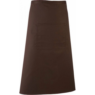 Premier Workwear Keprová dlouhá barmanská zástěra s velkou kapsou hnědá Pantone 476 90x80cm PW158
