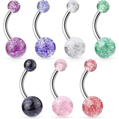 Šperky4U piercing do pupíku banánek se třpytkami BA01044-R