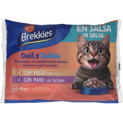 Brekkies s kuracím a morčacím mäsom 4x 85 g