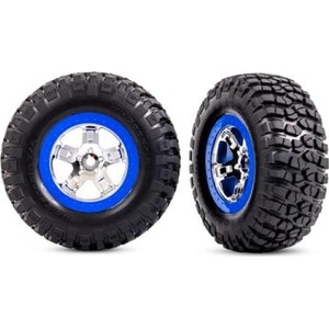 Traxxas колело 2.2/3.0", диск SCT хромиран/син, гума KM2 (2) (2WD преден)