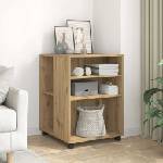 vidaXL Странична маса с колела дъб артизан 55x60x78 см инженерно дърво (853163)