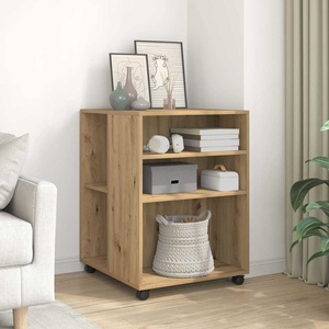 vidaXL Странична маса с колела дъб артизан 55x60x78 см инженерно дърво (853163)