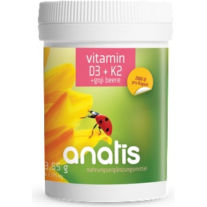 anatis Naturprodukte Витамин d3 + k2 + Годжи бери - 90 капсули