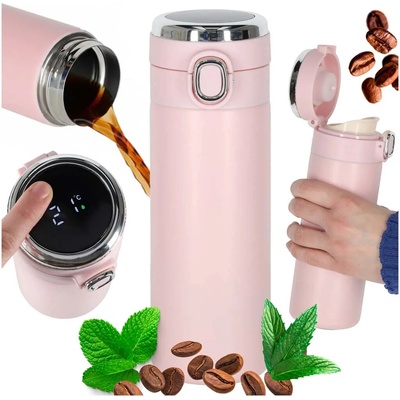 KIK KX4407 Termohrnek s náustkem LCD 420 ml růžový