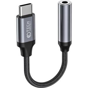 Tech-Protect ULTRABOOST адаптер от Type-C към Mini Jack 3, 5mm черен (9490713929667)