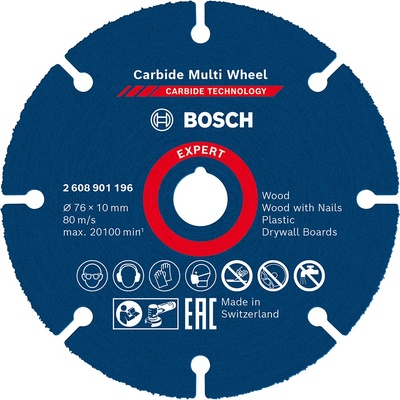 Bosch EXPERT Řezný kotouč Multi X-LOCK, ø 76 × 10 mm, 20100 ot./min 2608901196