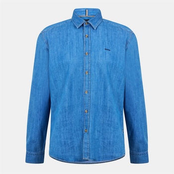 HUGO BOSS Риза с дълъг ръкав Boss Mens BOSS Long Sleeve Denim Shirt - Tailored Fit (Liam Kent) - Navy