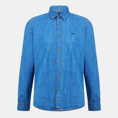 HUGO BOSS Риза с дълъг ръкав Boss Mens BOSS Long Sleeve Denim Shirt - Tailored Fit (Liam Kent) - Navy