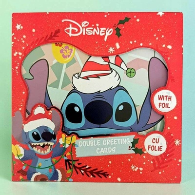 Vianočné pohľadnice Disney Stitch – sada 8 pohľadníc s obálkami