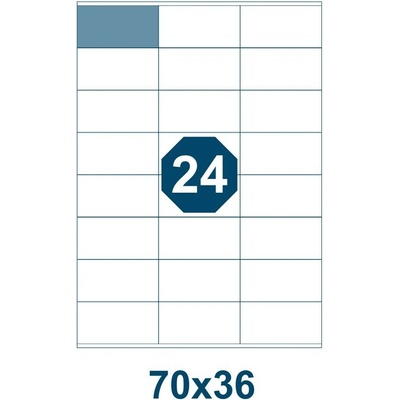 etikety ECODATA Samolepiace 70x36 univerzálne biele 24ks/A4 (100 listov A4/bal.)