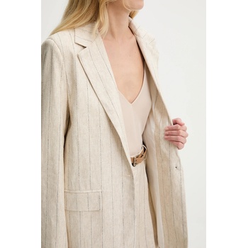 Answear. LAB Сако с лен Answear. LAB в бежово с едно копче с десен (2626.HAK)