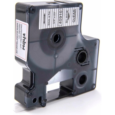 VHBW Dymo 40910 - kompatibilná páska 9mm, čierne písmo, transparentná páska