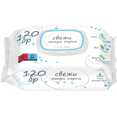 Свежи Мокри кърпички Свежи - Алое Вера, 120 броя (3800232578349)