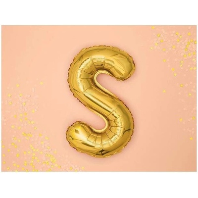 PartyDeco Fóliové písmeno S zlaté 35 cm