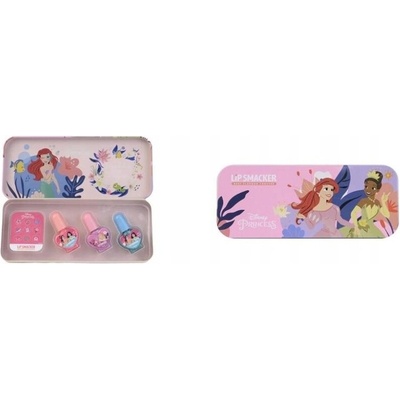 Lip Smacker Disney Princess Nail Polish Tin pro děti lak na nehty 3 x 4,25 ml + samolepky + plechová krabička