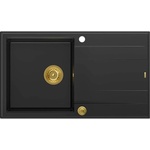 Quadron Unique Evan 111 вградена мивка от композит, въглеродно черно - златно 86x50 см (HCQE8650U7_PVDG1_P2O) Мивка за вграждане
