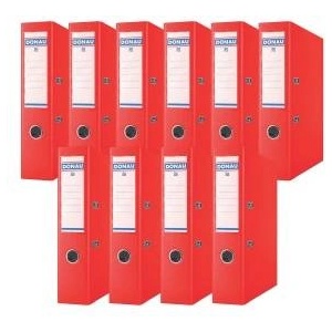 DONAU Premium Wide Folder Pack of 10/DIN A4/7.5 cm/10 Pieces/Red/Plastic Cover PP/Carton Paper Slot Folder Office Folder File Ring Binder/Green Dot - 3975001PL-04