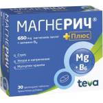 Teva Магнерич Плюс, 650 mg, 30 таблетки, Teva