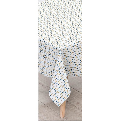 Ubrus PVC 126A, metráž, 20 m x 140 cm, dekorativní čtverečky modro-krémové, IMPOL TRADE