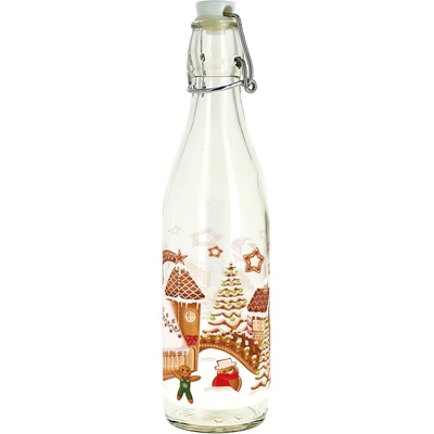 TORO Skleněná láhev s patentním uzávěrem perníčková vesnička 540 ml