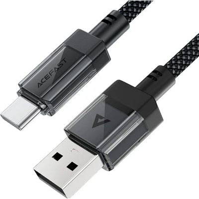 Acefast C12-04 Fast Charging USB to Type-C 3A Transparent Shell, Braided Nylon 1.2m černý