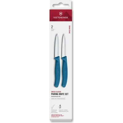 VICTORINOX Swiss Classic paring knife set 2 ks 8cm straight/wavy pointed tip blue box