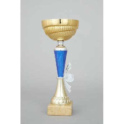 Zlatomodrý sportovní pohár s emblémem 27 cm 33 cm 33 cm