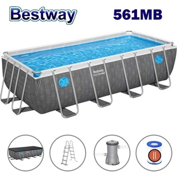 Bestway Басейн с конструкция, сглобяем, 488x244x122 см, Bestway 561MB Steel Pro MAX, с филтърна помпа, стълба и покривало (561MB Steel Pro MAX Splashview)