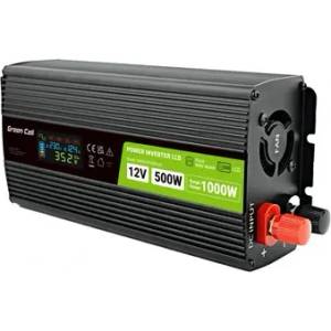 Green Cell Инвертор green cell, 12/220v, dc/ac, 500w/1000w invgc12p500lcd lcd, Чиста синусоида (gc-inv-12v-500w-gcp500lcd) - xtreme