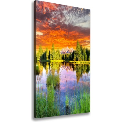 Vertikálny foto obraz na plátne Jazero v lese 50x100 cm