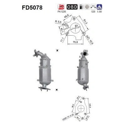 Filtr sazových částic, výfukový systém AS FD5078