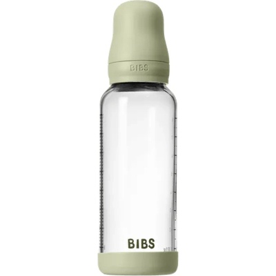 BIBS Стъклена бебешка бутилка Bibs - С каучуков биберон, 240 ml, Sage (5020250)