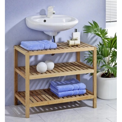 Masivní police pod umyvadlo z ořechového dřeva s úložným prostorem. Rozměry: 65x40x55cm. – Hledejceny.cz